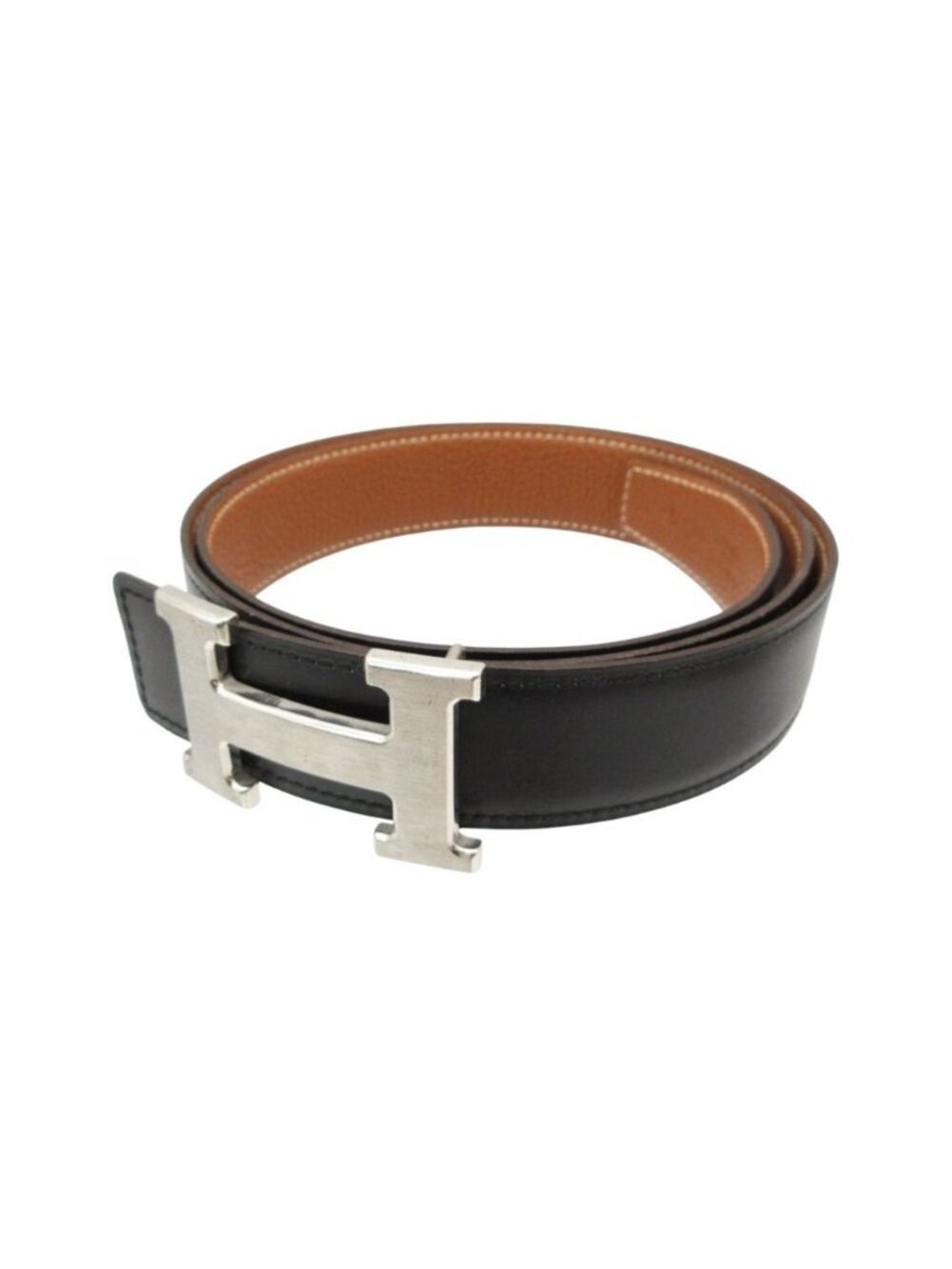 Hermes Belt Reversible Constance H Buckle Box Calf Togo Silver Black Brown 95
